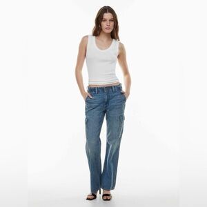 Aritzia Denim Forum The 90s Edie Lo-Rise Cargo Jeans Size 30 100% Cotton